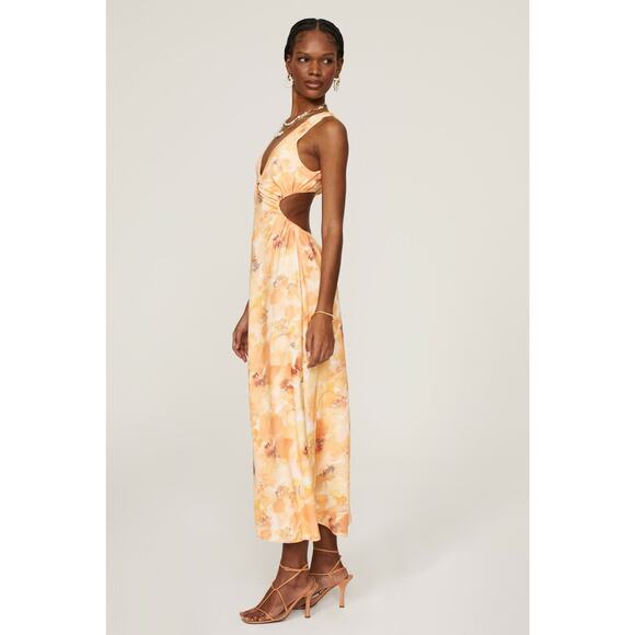 Significant Other Libby Cream Floral Plunge Neck Sleeveless Slip Maxi Dress Sz 8 - Picture 2 of 16